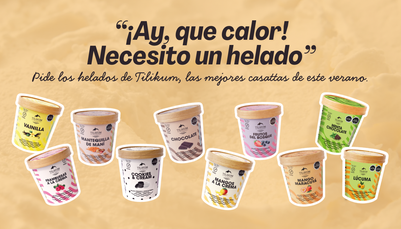 helados artesanales a domicilio tilikum sabores diferentes lúcuma manjar, chocolate, cookies & cream, mantequilla de mani, frambuesas a la crema, mangos a la crema, y más